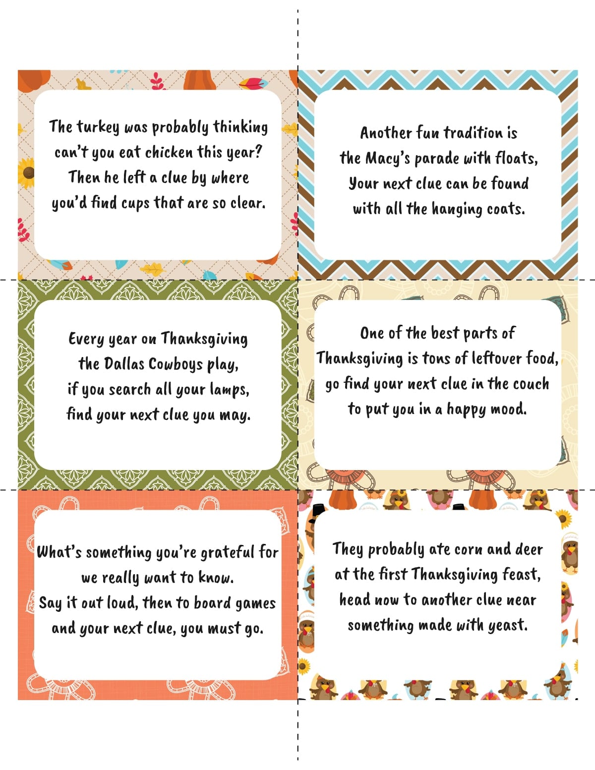free printable thanksgiving scavenger hunt for kids